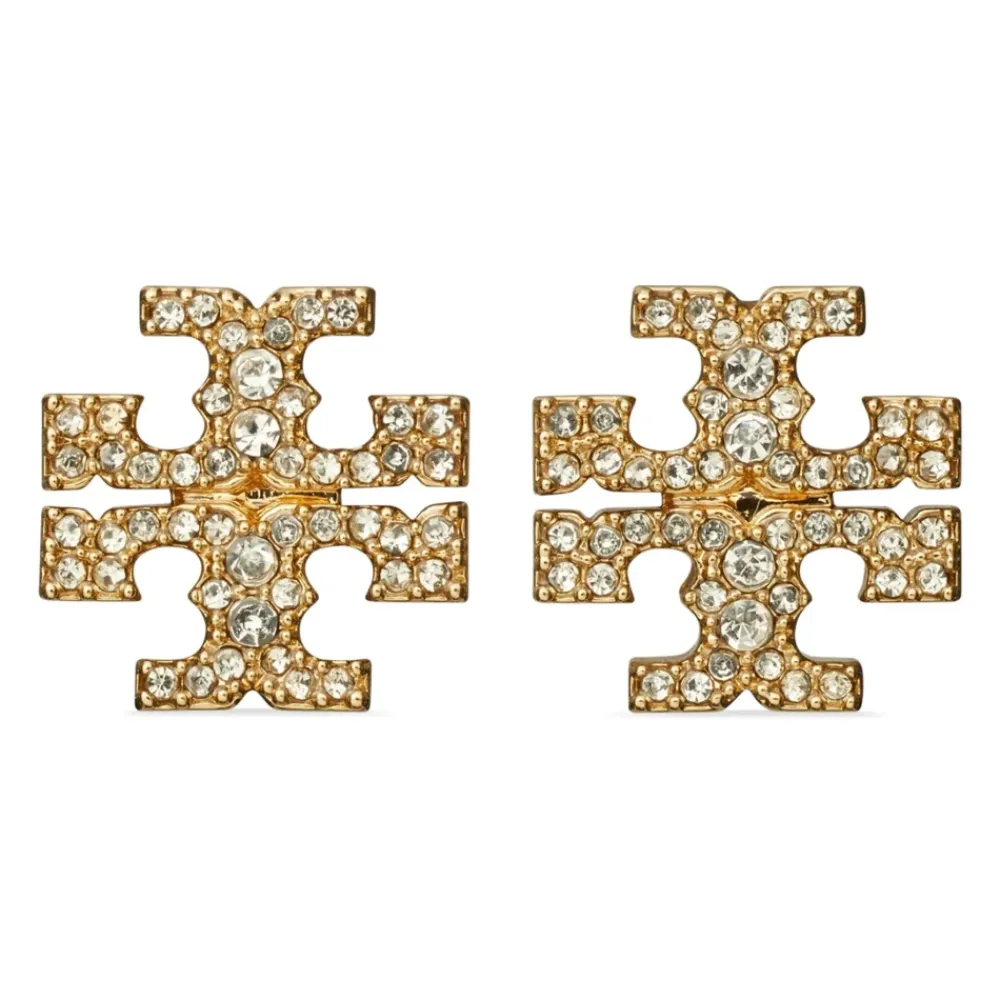 Smykker<Tory Burch Gyldne krystal messing øreringe Gul