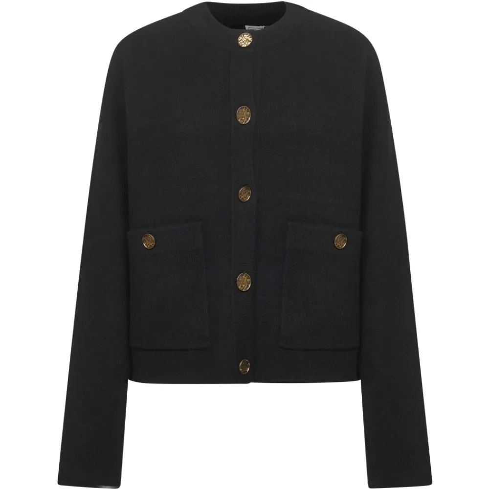Striktrøjer & Sweatere<TotêMe Hammered Button Cardigan Sort