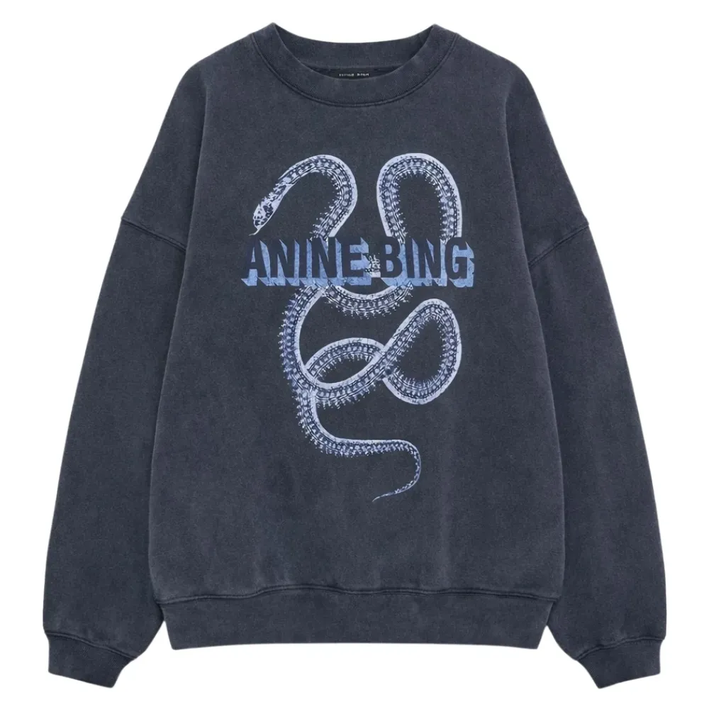 Sweatshirts<Anine Bing Harvey Crew Sweatshirt Snake Blå