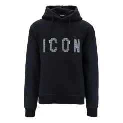 Trøjer<Dsquared2 Herre hættetrøje med ikonprint Sort