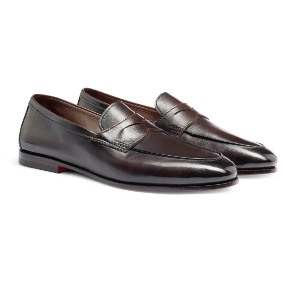 Loafers<Santoni Herre læder Carlo loafers Brun