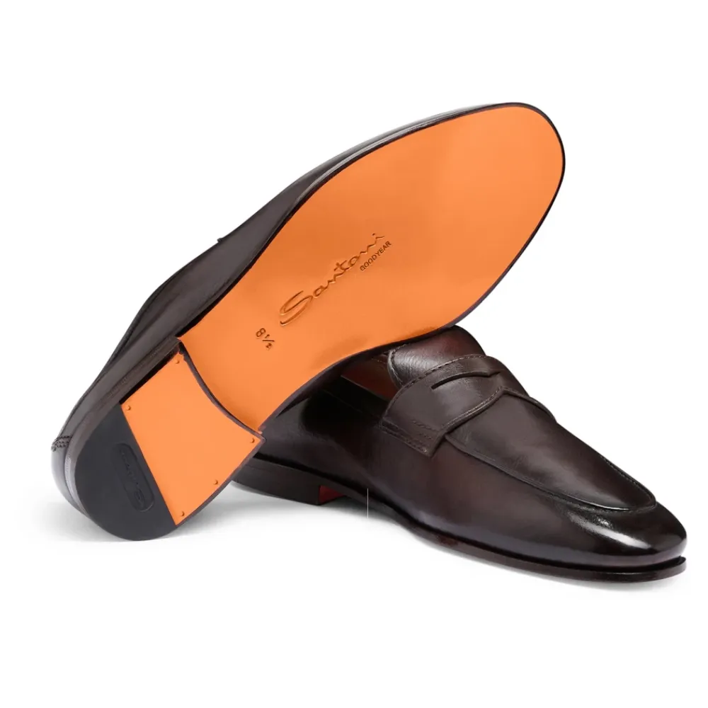 Loafers<Santoni Herre læder Carlo loafers Brun