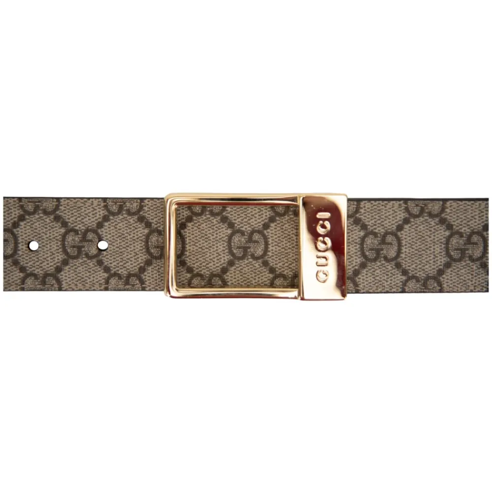 Bælter<Gucci Herrebælte i læder med logo spænde Beige