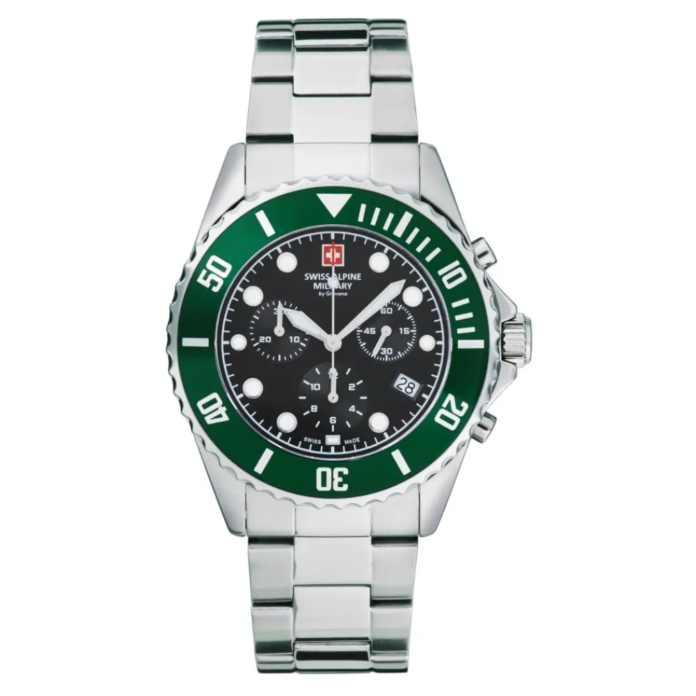 Ure<Swiss Alpine Military Herreur 44 mm kronograf & dato visning rustfrit stål armbånd Grå