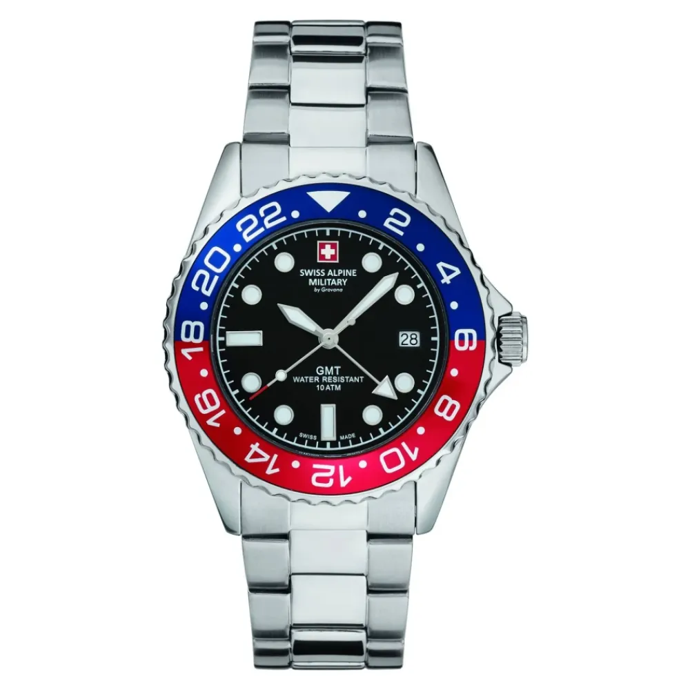 Ure<Swiss Alpine Military Herreur GMT Analog Quartz 7052 Rustfrit Stål 7052.1131 Multifarvet