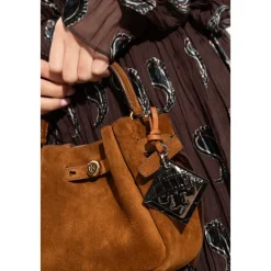 Tilbehør Til Tasker^Tory Burch Hidden Logo Croc-Embossed Nøglering Sort