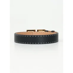 Bælter<Elisabetta Franchi High Waist Bælte med Guld Logo Spænde Sort