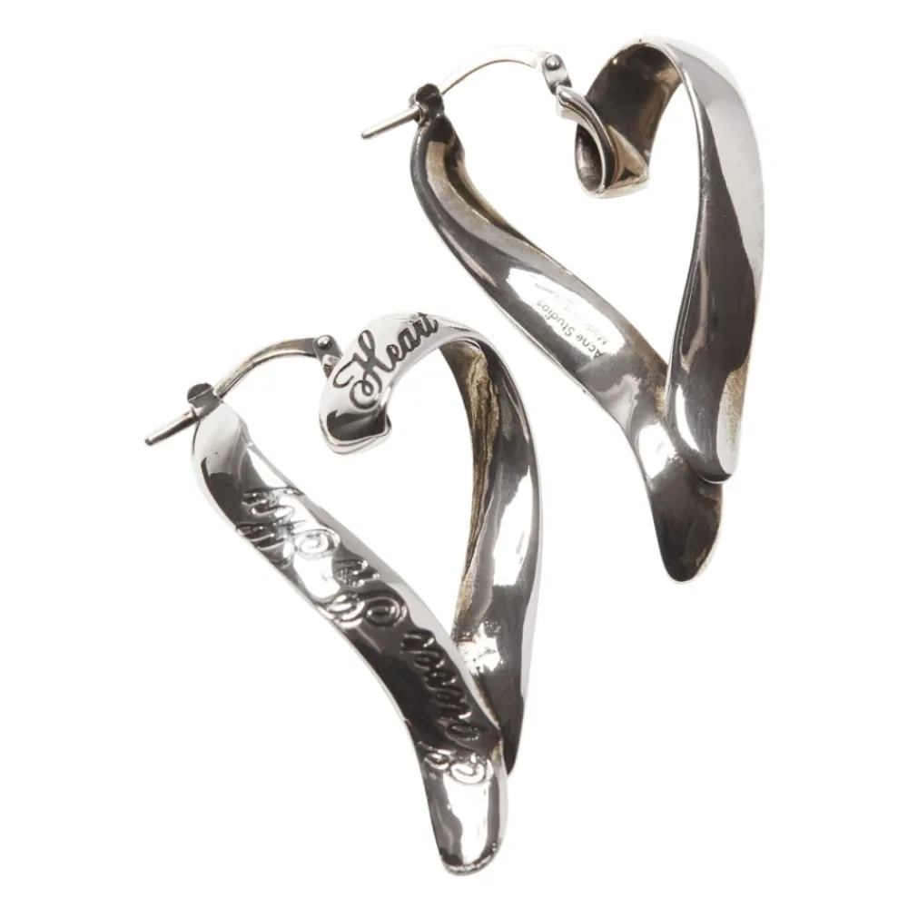 Smykker^Acne Studios Hjerteformede Hoops Øreringe Sølv Grå