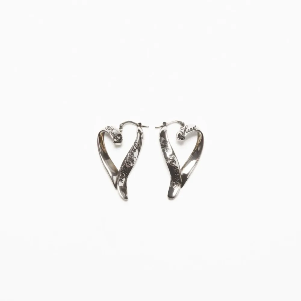 Smykker^Acne Studios Hjerteformede Hoops Øreringe Sølv Grå