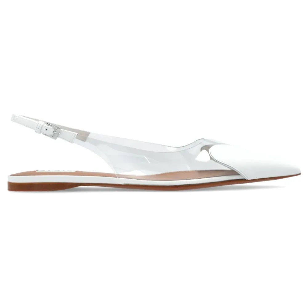 Ballerina Sko<Alaïa Hjerte-motiv slingback flade sko Hvid
