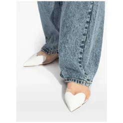 Ballerina Sko<Alaïa Hjerte-motiv slingback flade sko Hvid