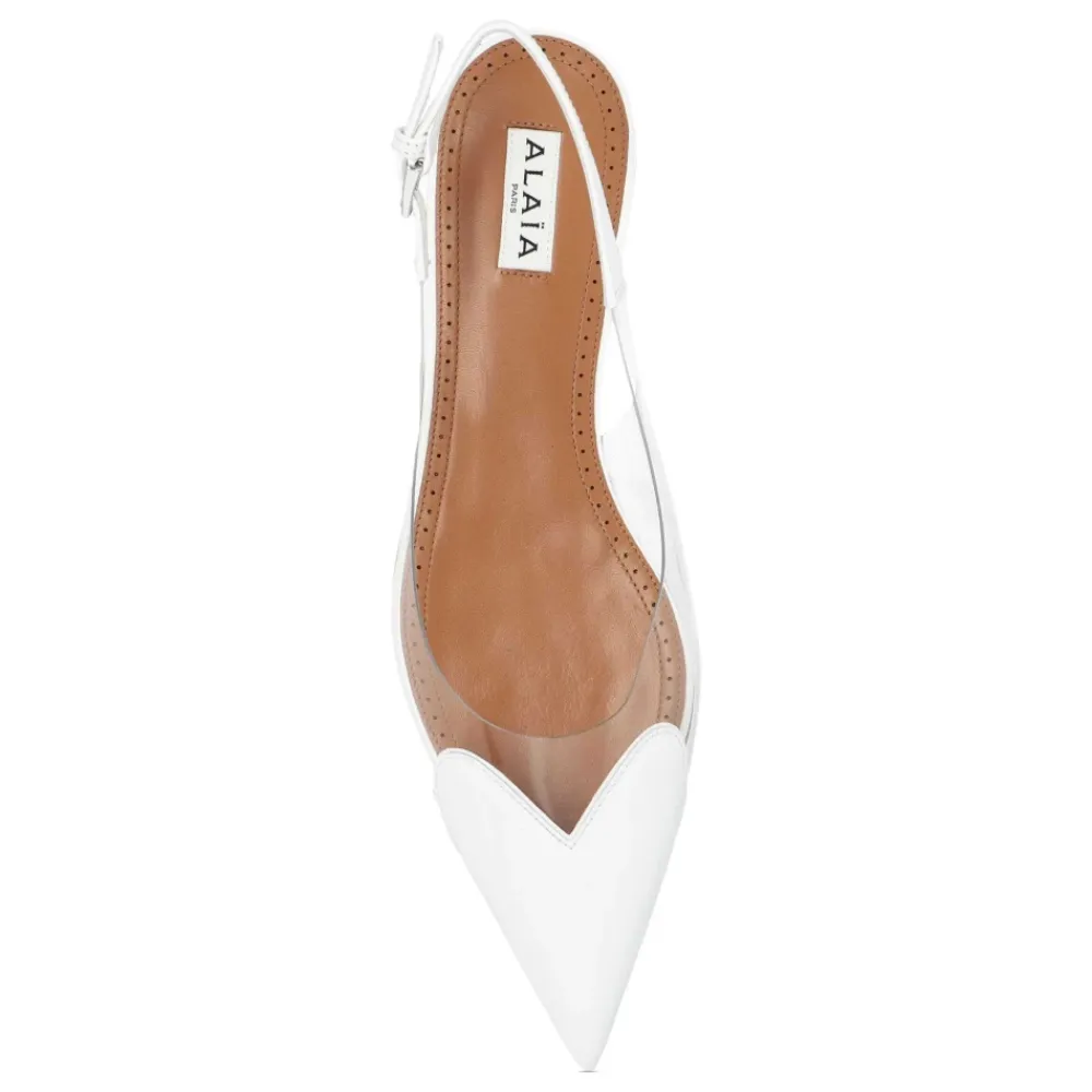 Ballerina Sko<Alaïa Hjerte-motiv slingback flade sko Hvid
