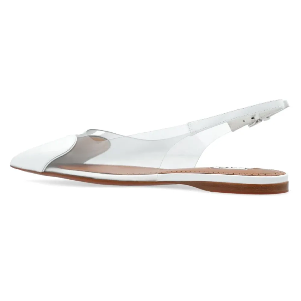 Ballerina Sko<Alaïa Hjerte-motiv slingback flade sko Hvid
