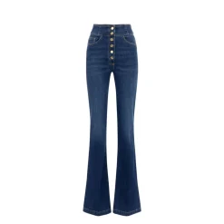 Jeans<Elisabetta Franchi Højtaljede jeans med knapper Blå