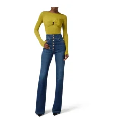 Jeans<Elisabetta Franchi Højtaljede jeans med knapper Blå