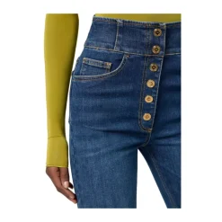 Jeans<Elisabetta Franchi Højtaljede jeans med knapper Blå