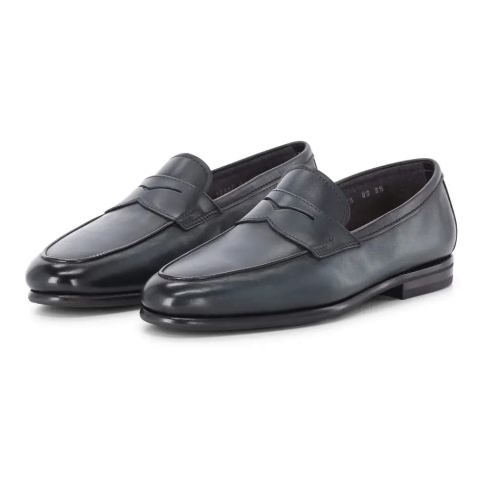 Loafers<Santoni Håndlavet læderloafer med moderne twist Blå
