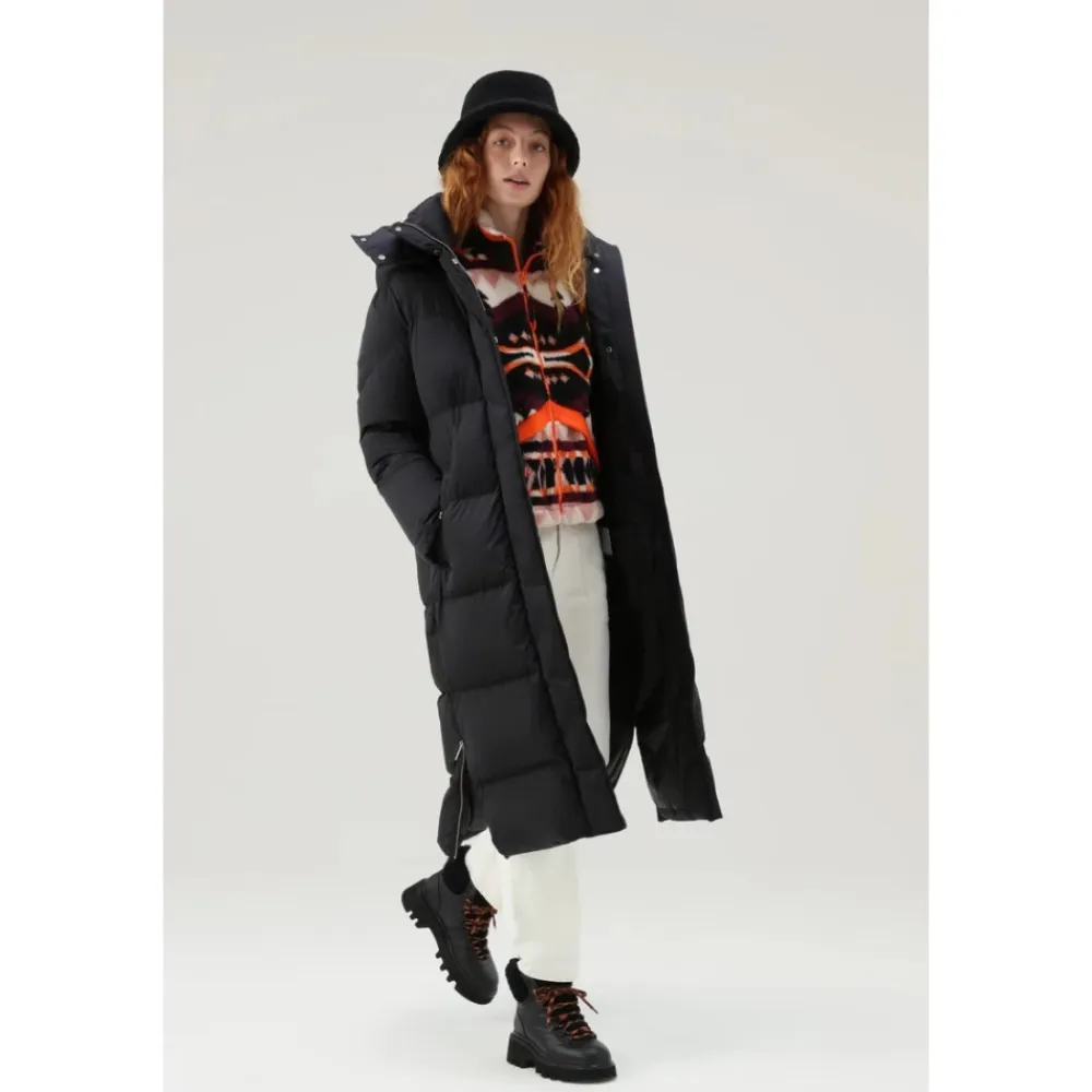 Frakker<Woolrich Hollow Lang Parka med Street Style Detaljer Sort