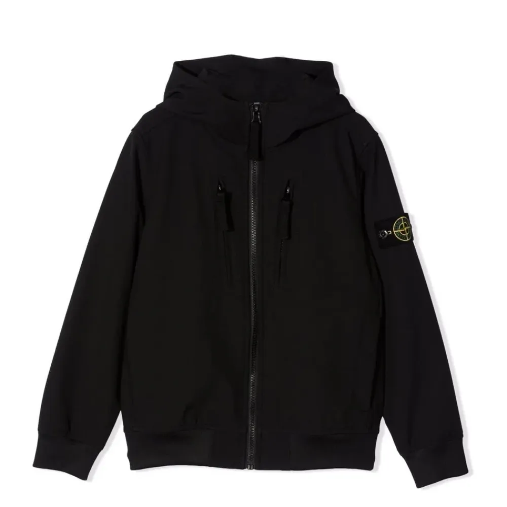 Jakker<Stone Island Hooded Jacket Sort