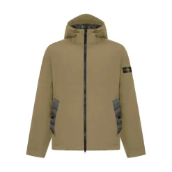 Skaljakker^Stone Island Hooded Zip Jacket Beige