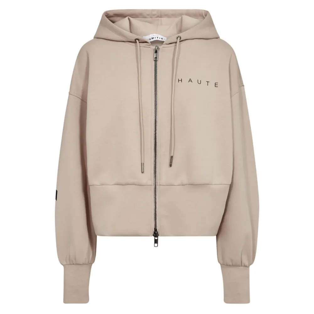 Striktrøjer & Sweatere^Haute L'Amitié Hættetrøje med lynlås Beige