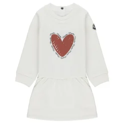 Kjoler & Nederdele<Moncler Baby Bomulds Kjole Pige Logo Print Hvid