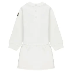 Kjoler & Nederdele<Moncler Baby Bomulds Kjole Pige Logo Print Hvid