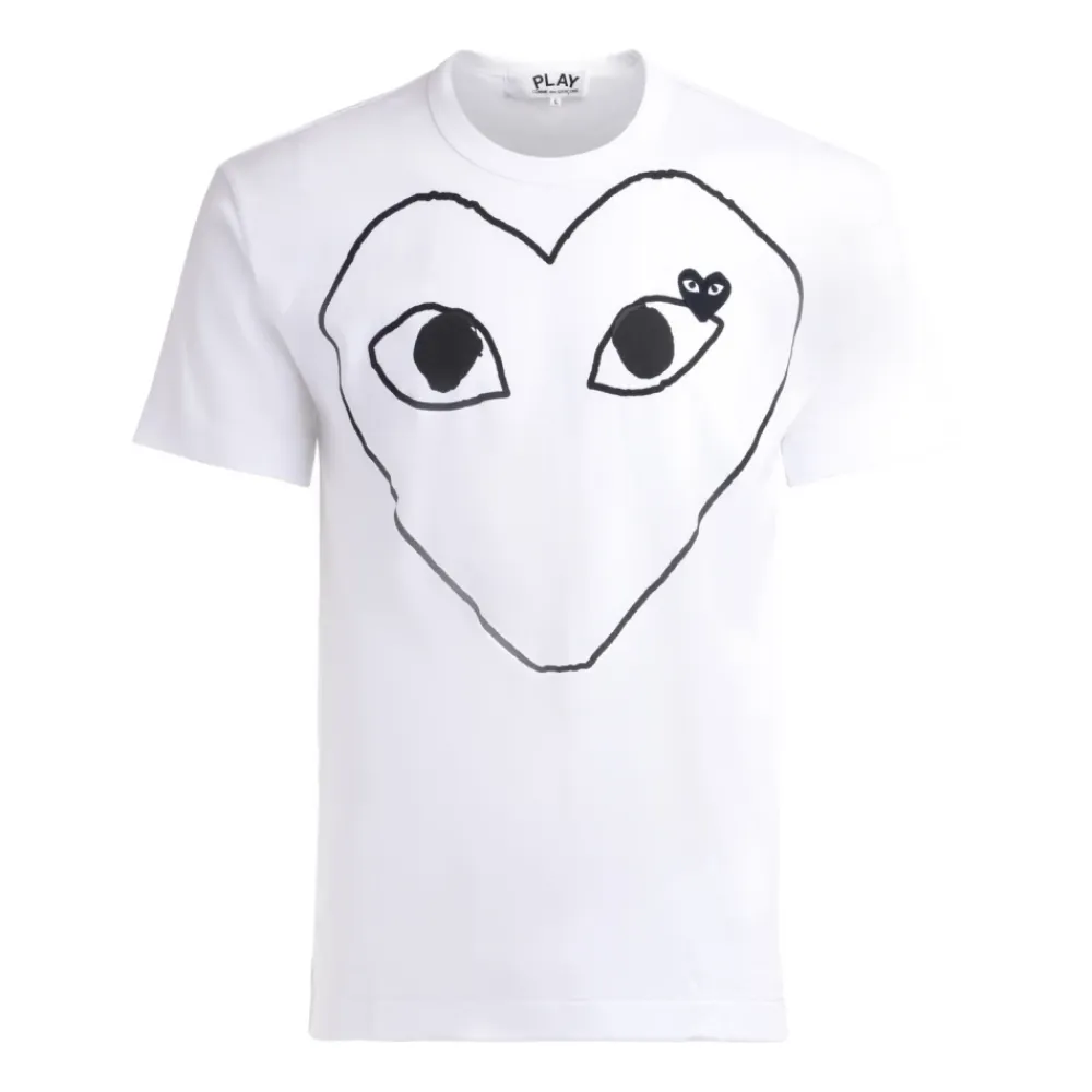 T-Shirts<Comme des Garçons Play Bomuld Hjerte Front T-Shirt Hvid