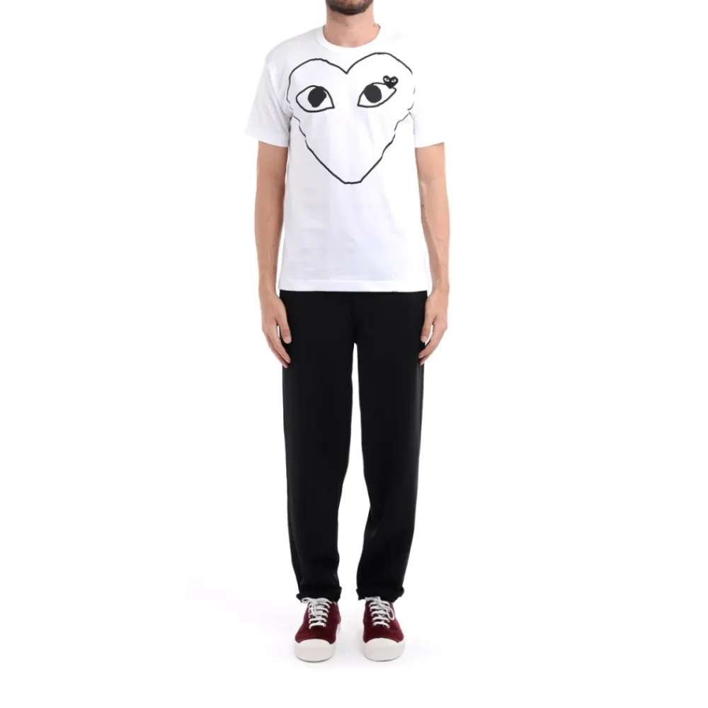 T-Shirts<Comme des Garçons Play Bomuld Hjerte Front T-Shirt Hvid