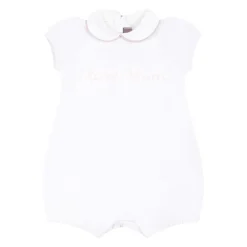 Bodystocking & Sæt<Little Bear Bomulds Kjole med Slogan Broderi Hvid