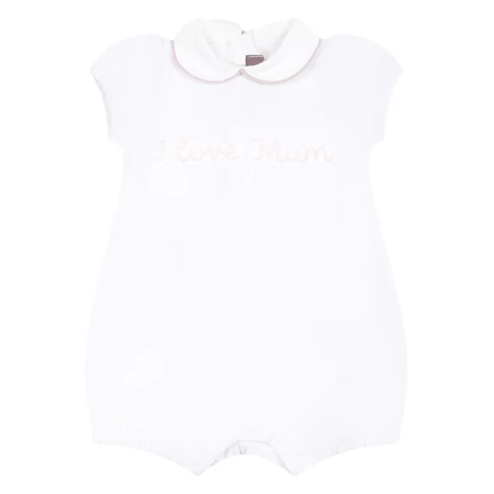 Bodystocking & Sæt<Little Bear Bomulds Kjole med Slogan Broderi Hvid
