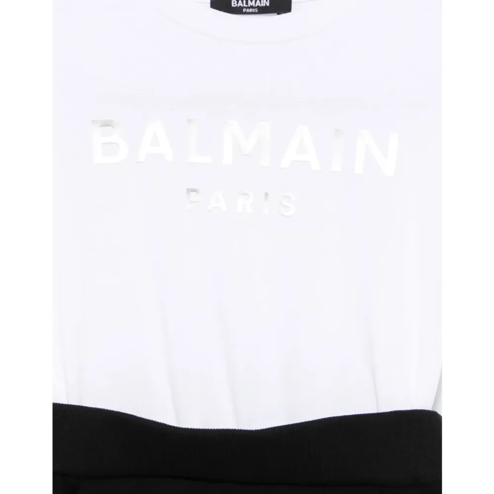 Kjoler & Nederdele<Balmain Crew Neck Kjole med Logo Hvid