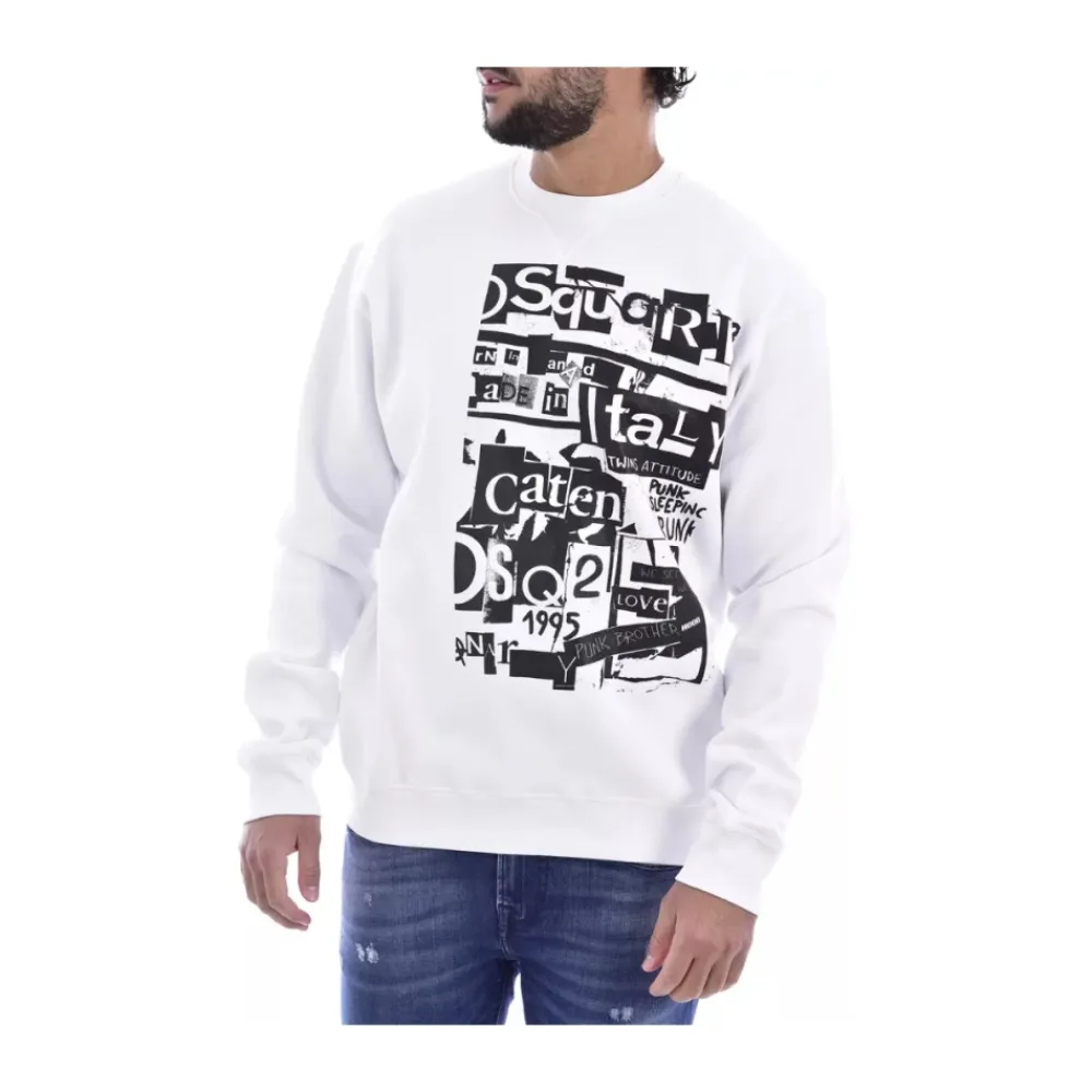 Sweatshirts^Dsquared2 Sweatshirt med Trykt Logo Hvid