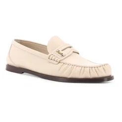 Loafers<Saint Laurent Hvide flade sko med ikonisk monogram Beige