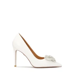 Pumps|Stiletter<Kazar e læderpumps med glitrende blomst Hvid