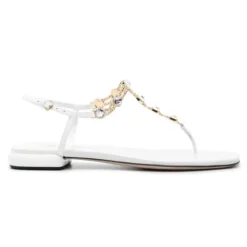 Sandaler^Miu Miu e lædersandaler med strass Hvid