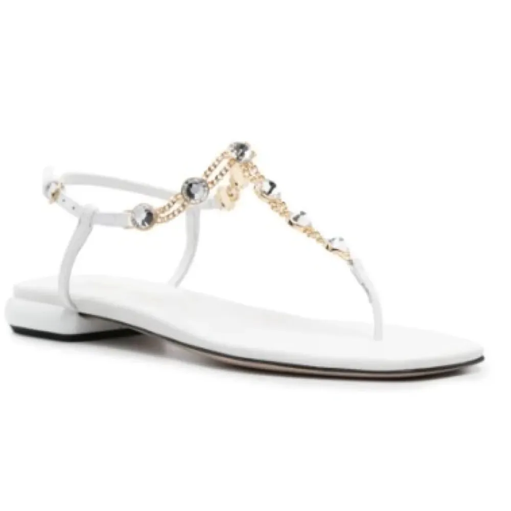 Sandaler^Miu Miu e lædersandaler med strass Hvid