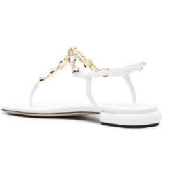 Sandaler^Miu Miu e lædersandaler med strass Hvid