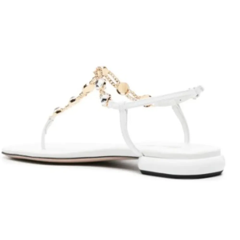 Sandaler^Miu Miu e lædersandaler med strass Hvid