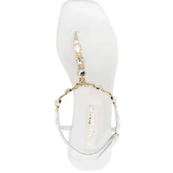 Sandaler^Miu Miu e lædersandaler med strass Hvid