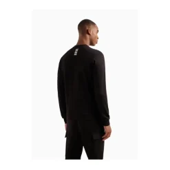 Sweatshirts<Emporio Armani EA7 Identitet Crewneck Sweatshirt Sort