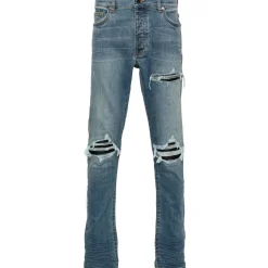 Jeans<Amiri Indigo Distressed Skinny Jeans Blå