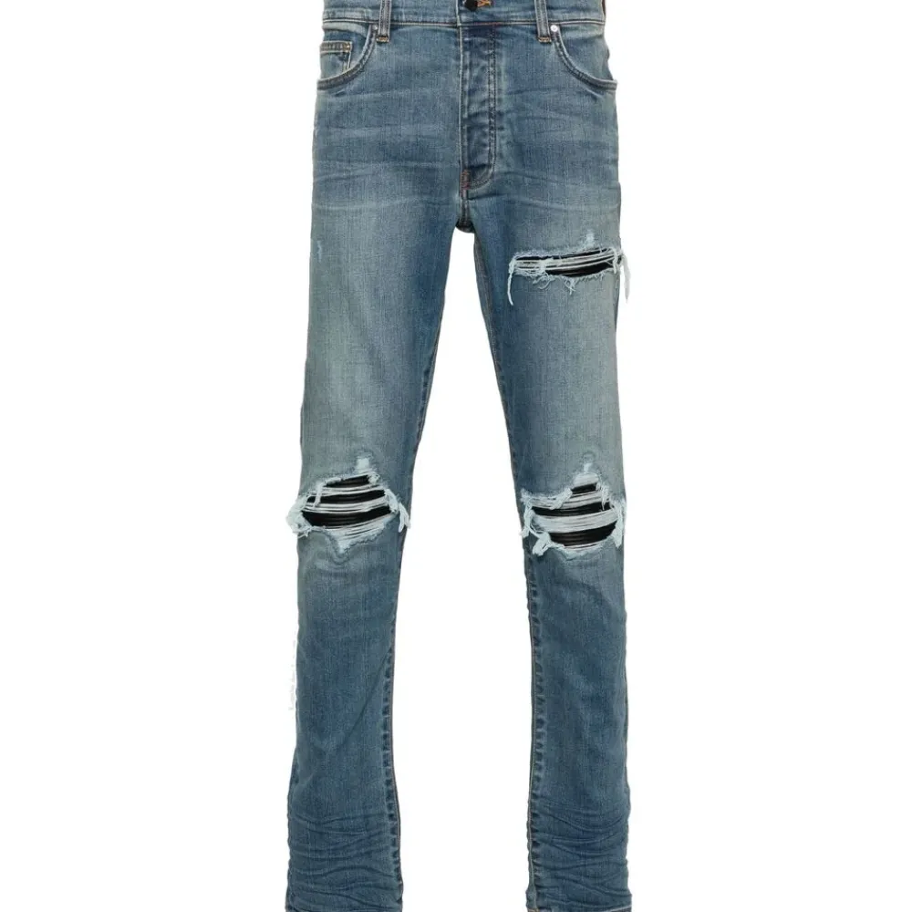 Jeans<Amiri Indigo Distressed Skinny Jeans Blå