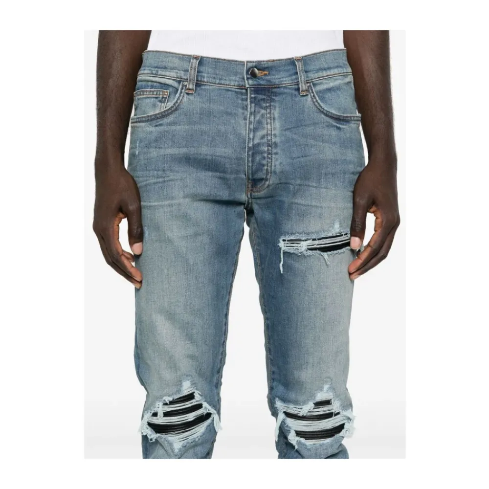 Jeans<Amiri Indigo Distressed Skinny Jeans Blå