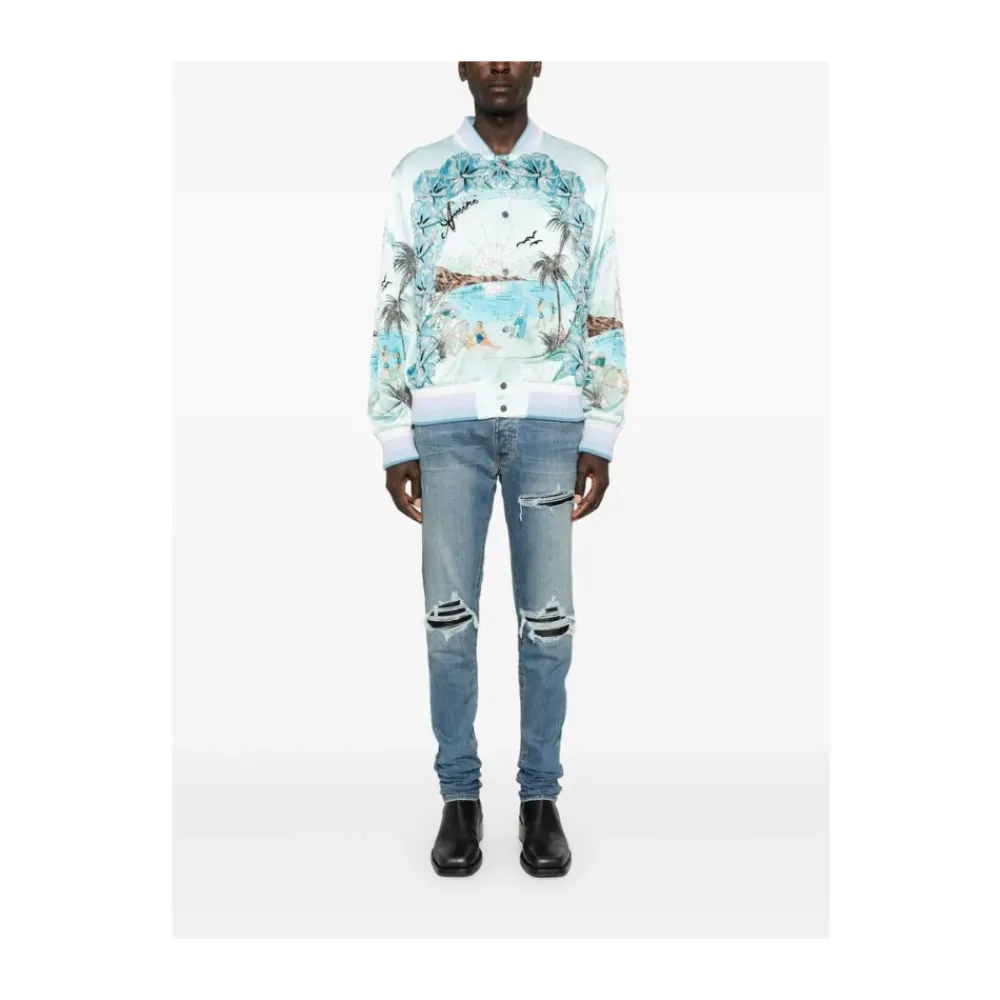 Jeans<Amiri Indigo Distressed Skinny Jeans Blå