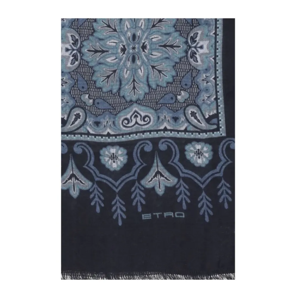 Halstørklæder Og Tørklæder^Etro Jacquard Blomstret Geometrisk Tørklæde Blå