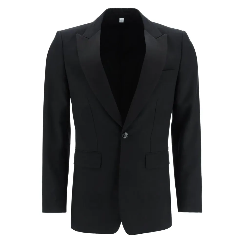 Jakkesæt^Burberry Jacquard Details Tuxedo Jakke Sort
