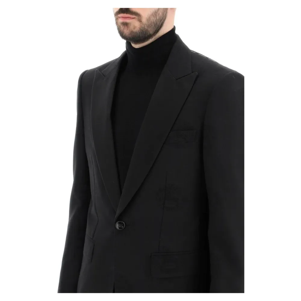 Jakkesæt^Burberry Jacquard Details Tuxedo Jakke Sort