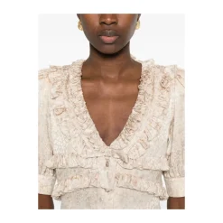 Kjoler<Alessandra Rich Jacquard Mini Kjole Beige