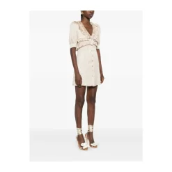Kjoler<Alessandra Rich Jacquard Mini Kjole Beige